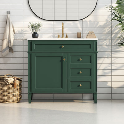 Bathroom Vanity & Top Sink, Modern Bathroom Storage Cabinet With 2 Drawers And A Tip-Out Drawer
