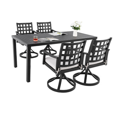 Modern Classic Outdoor Patio Dining Set, Rectangular Table & Dining Chairs, Rust Free, Weather Resistant