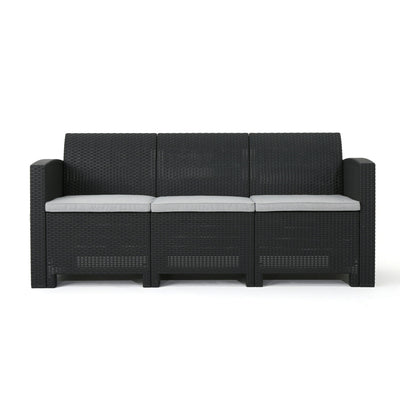 Outdoor 3 Seater Rattan Sofa With Water Resistant Cushions