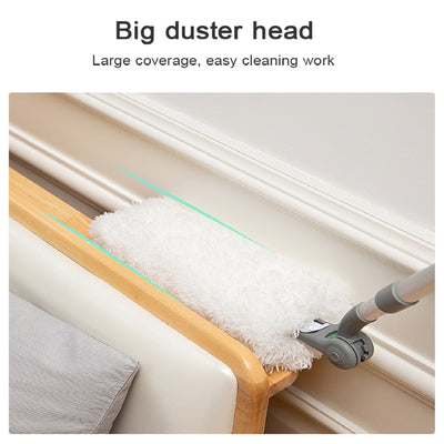 Long Handle Duster With Extension Bar, Home Dust Collector - White