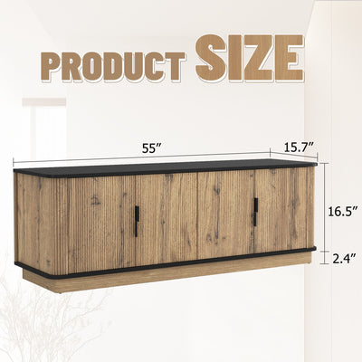 Grain 4 Door TV Cabinet, An Ideal Choice For TV And Item Storage In Modern Homes, A Perfect Blend Of Nordic And Modern Minimalist Styles - Black