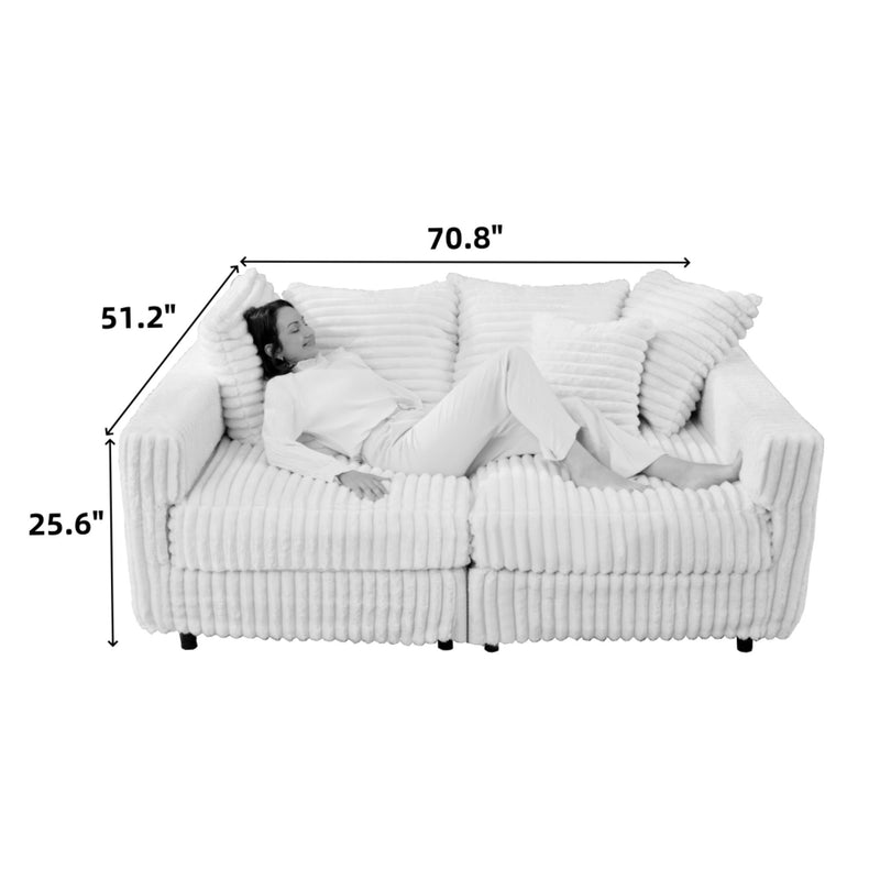 Modern Comfy Upholstered 4 Seat Sofa Cloud Couch,Deep Seat With Soft Pillows