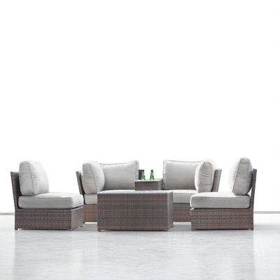 Comfortable Modern Patio Rattan Sectional Set With Cushions