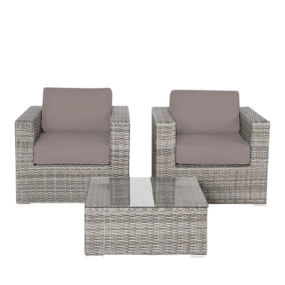 Wicker Seating Group Set With Table And Cushions