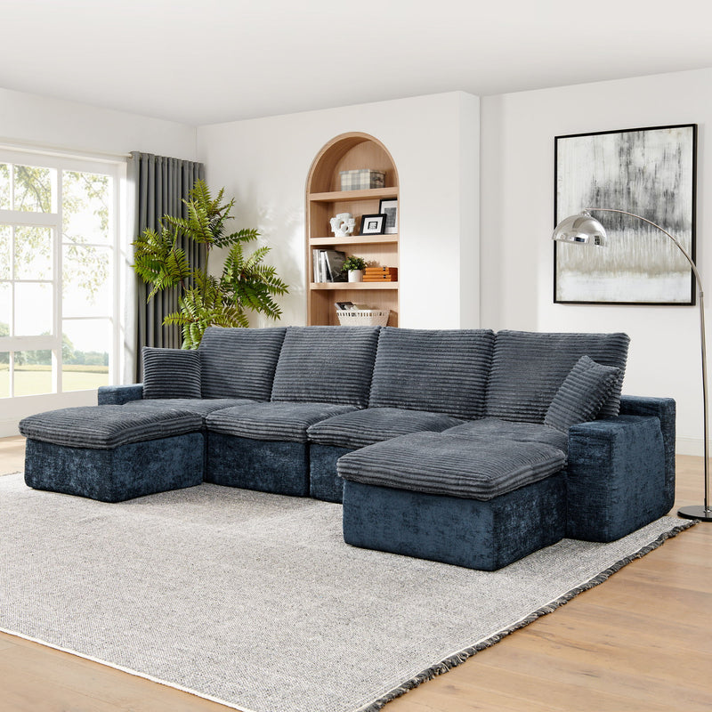 Modern Modular U Shaped Cloud Sectional Couch With Deep Seat And Comfy Chaise