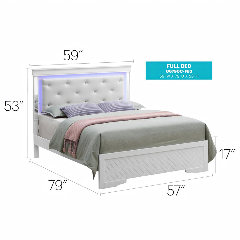 Bed With LED Light Accents Headboard