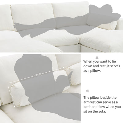 Modular Sectional With Storage Pockets, 5 Seat U Shaped Couch Set With Pillows, Free Combination Modern Cloud Sofa With 2 Movable Ottoman