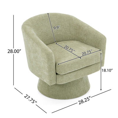 Swivel Barrel Chair With Cushioning For Living Room & Office, 360° Rotating - Green