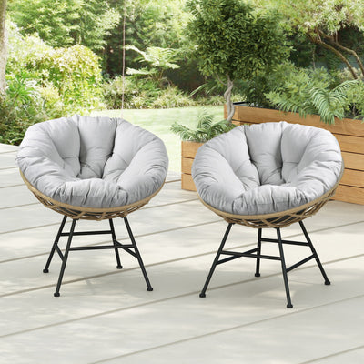 Palos - Outdoor Wicker Lounge Chair (Set of 2) - Brown / Light Gray