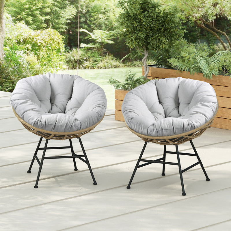 Palos - Outdoor Wicker Lounge Chair (Set of 2) - Brown / Light Gray