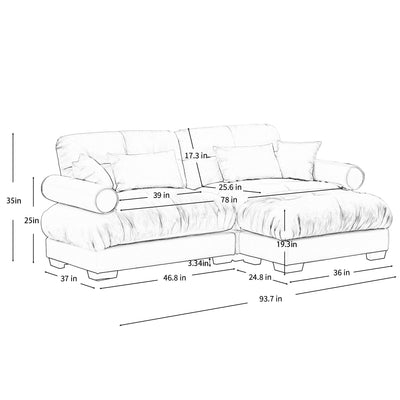 Super Comfort Oversized Modular Sectional Sofa With Movable Ottoman