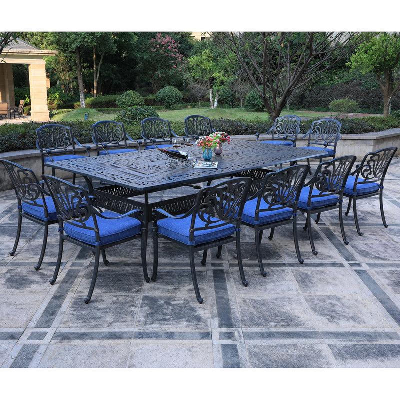 Rectangular Metal Dining Set With Cushions