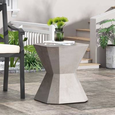 Outdoor, Lightweight Concrete Side Table - Natural