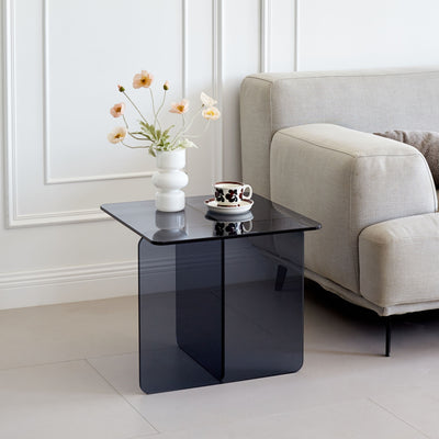 Modern Transparent Tempered Glass Sidetable