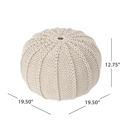 Bordeaux - Knitted Cotton Round Pouf Ottoman And Floor Cushion