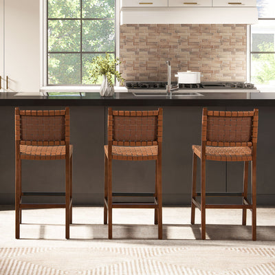Andre - Counter Stool With Back - Pecan Brown