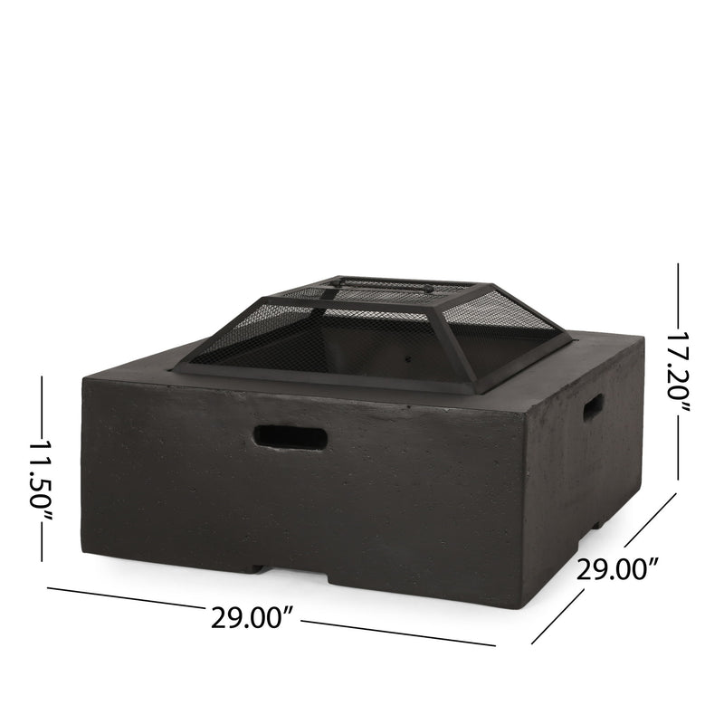Outdoor Square Mgo Wood Burning Fire Pit - Dark Gray