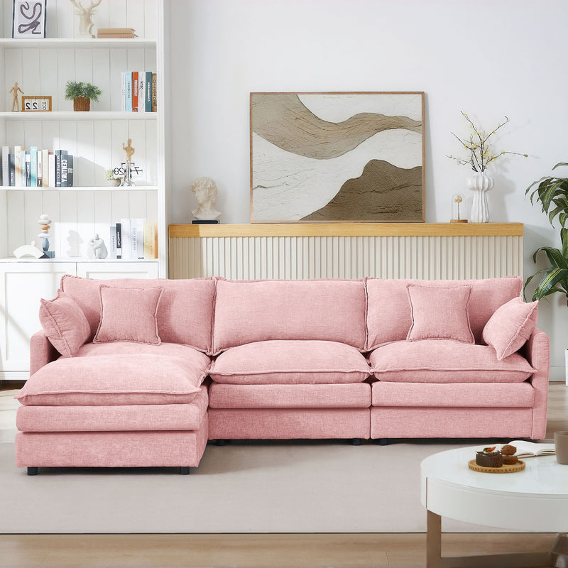 Modular L-Shaped Sectional Sofa With Movable Ottoman