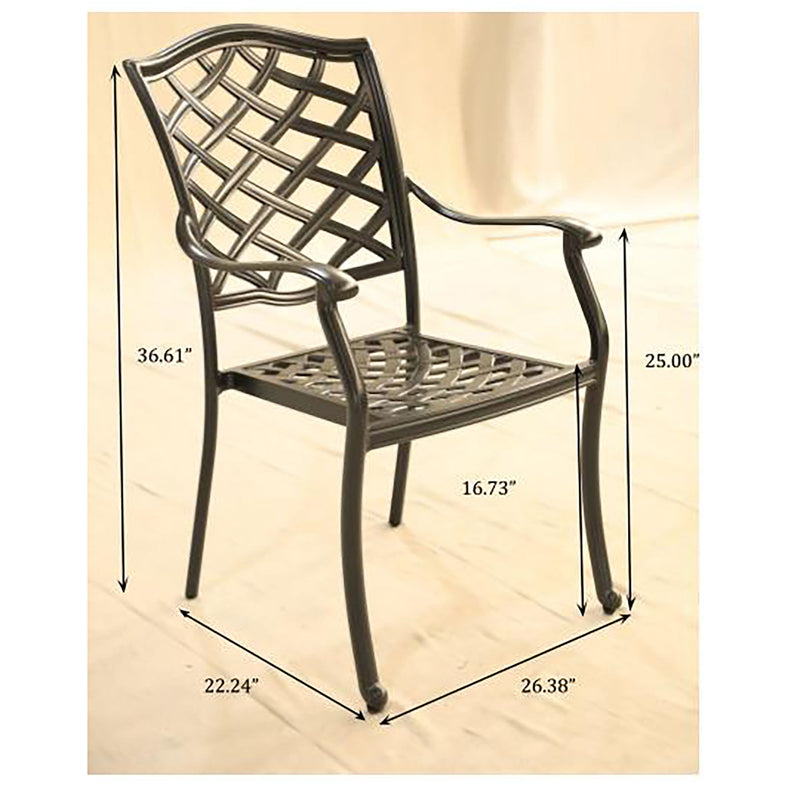 Outdoor Patio Aluminum Dining Arm Chair With Cushion (Set of 2)