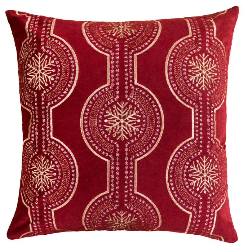 Holiday Throw Pillow With Snowflake Embroidery
