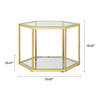 Modern Coffee Table With Double Layer Tempered Glass And Polygonal Design
