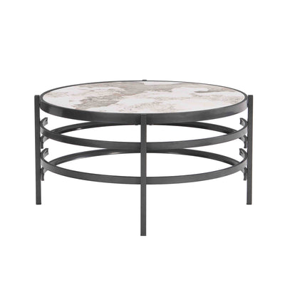 Round Table With Sintered Stone Top And Sturdy Metal Frame