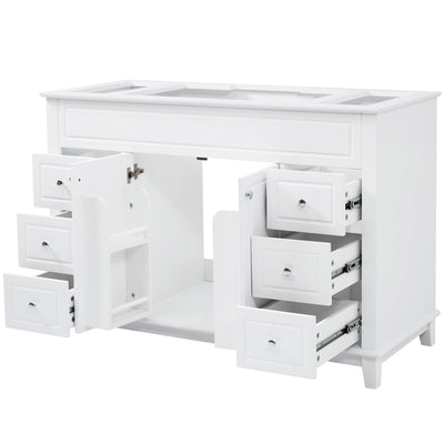 Bathroom Vanity Cabinet Only, 6 Soft Close Drawers & Double Doors With 2 Tier Shelves - White
