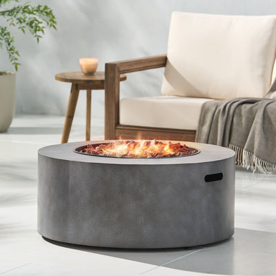 Round Iron Fire Pit With 40,000 Btu