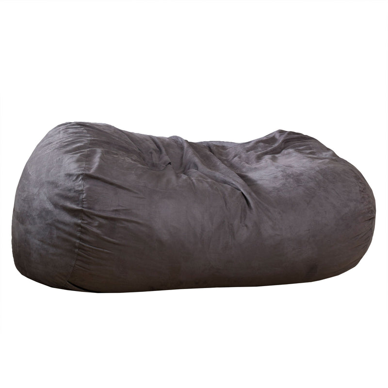 Flora - Traditional 6.5 Foot Suede Bean Bag - Charcoal