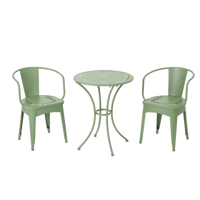 Ambrosia - 3 Piece Bistro Set With Leaf Motifs Top And Seat