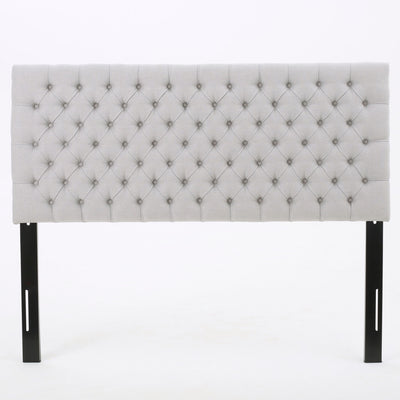 Queen Size Headboard With Button Tufting - Light Gray