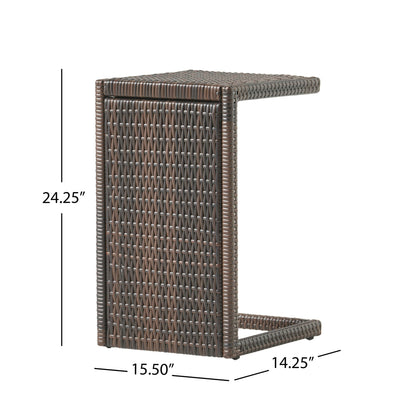 Bucharest - End Table C Shaped Side Table Rattan - Brown