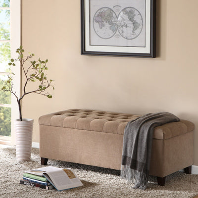 Elegant Design Tufted Top, Soft Close Storage Bench