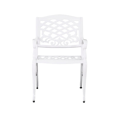 Unravel - Outdoor Arm Chair With Scroll Design And Floral Accents (Set of 2) - White