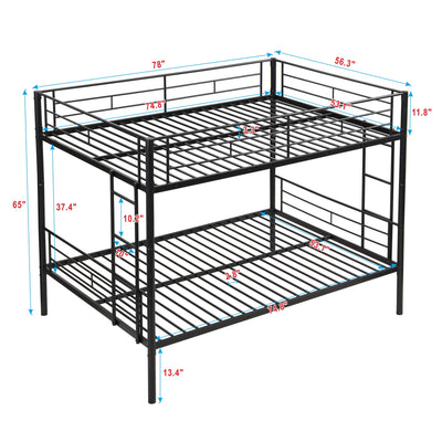 Full Over Full Modern Metal Bunk Bed With Trundle - Black