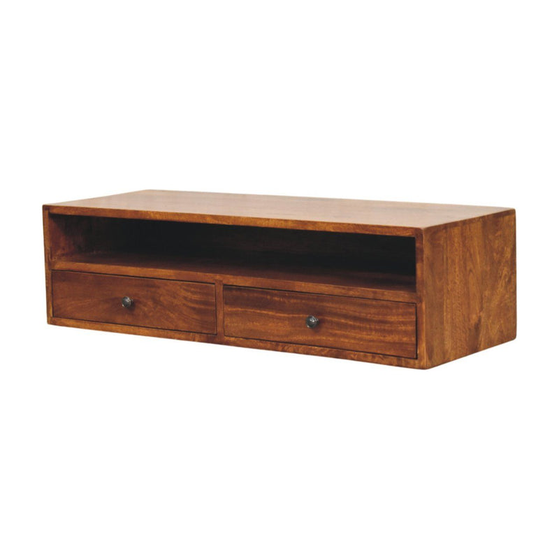 Lunar - 2 Drawer Wall Mounted Media Unit - Brown