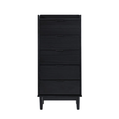 Modern Minimalist 5 Drawer Gallery Top Dresser - Black