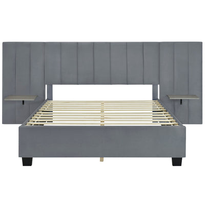 Upholstered Platform Bed With Big Headboard