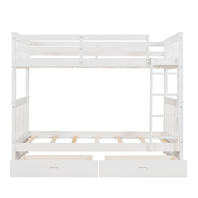 Bunk Bed With Ladders And 2 Storage Drawers