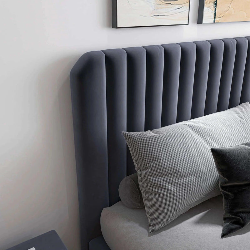 Bethany - Queen Upholstered Platform Bed - Gray