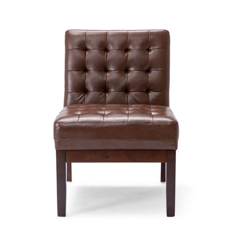 Contemporary Accent Chair With Tufted Waffle Stitch - Dark Brown