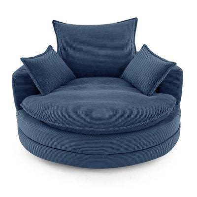 360° Swivel Accent Barrel Chair With Dual Layer Cushion And 3 Removable Pillows