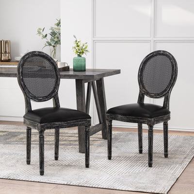 French Country Dining Chair With Cane Backrest (Set of 2)