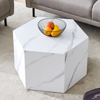 Modern Coffee Table With Complex Texture Patterns, Stylish And Durable Design - White