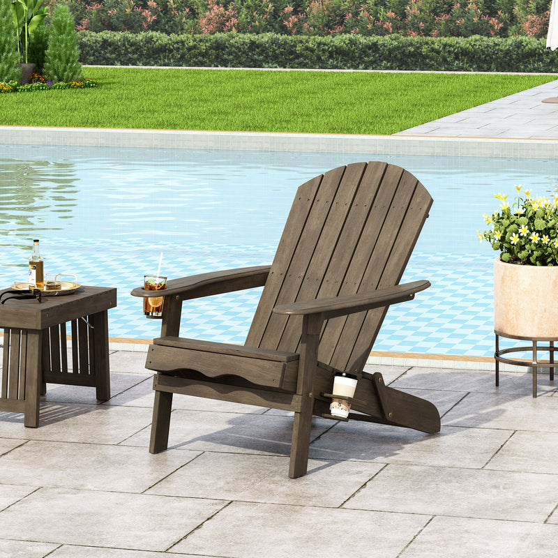 Zenithia - Outdoor Foldable Adirondack Chair With 2 Cup Holders
