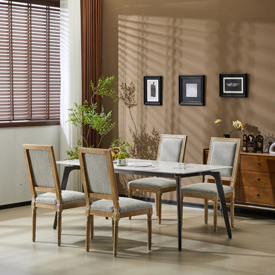 French Country Style Dining Chair With Upholstered Seating And Fluted Legs