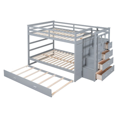 Bunk Bed With Twin Size Trundle And Staircase