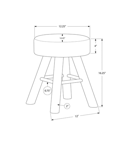 Ottoman, Pouf, Footrest, Foot Stool, Round Velvet, Natural Wood Legs, Contemporary, Modern