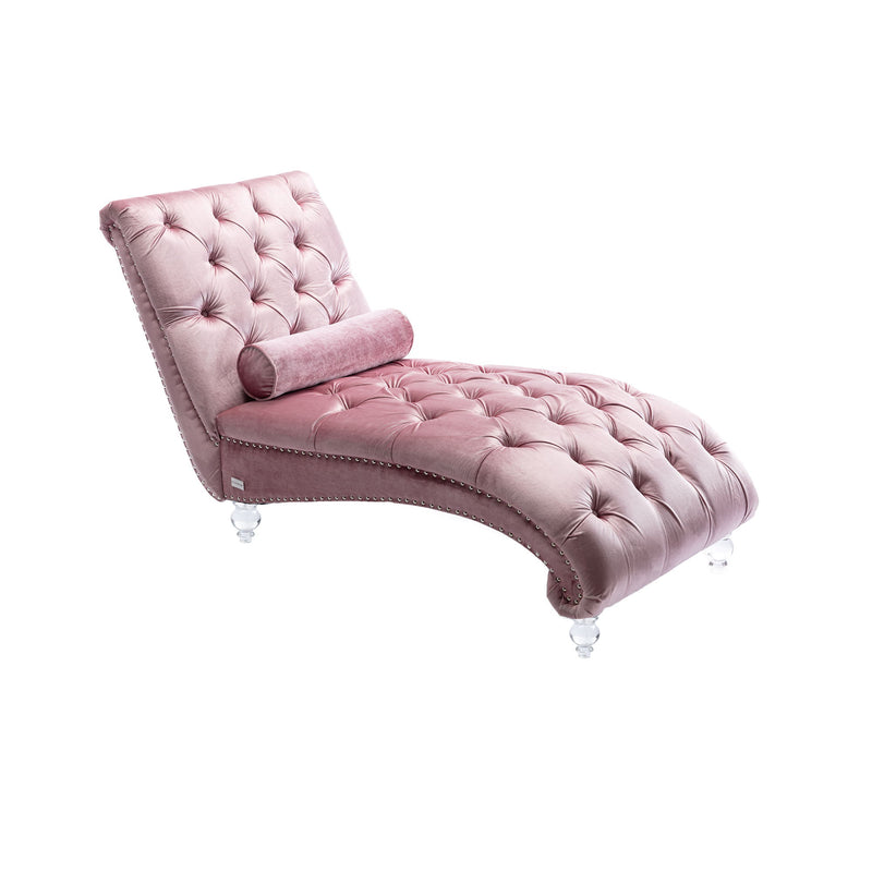 Velvet Chaise Lounge Indoor, Button Tufted Upholstered Chaise Lounge Chair With Pillow
