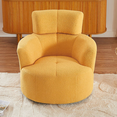 360° Swivel Chair Upholstered Accent Barrel Chair With Adjustable Headrest